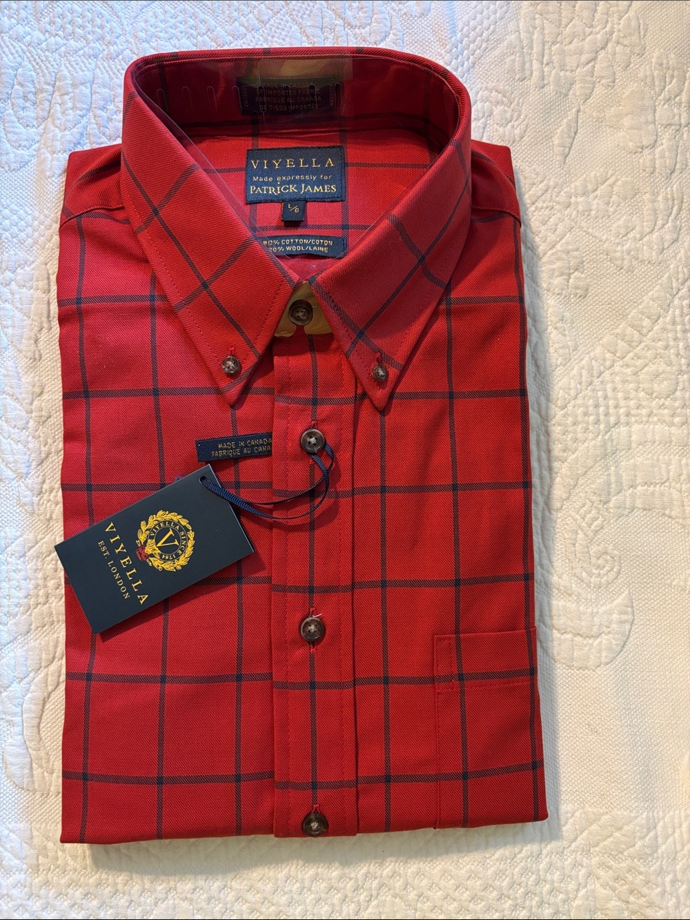 Viyella for Patrick James Red Windowpane Button-Down Shirt